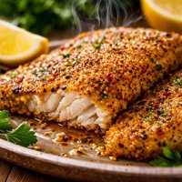 Flounder Fillets in Cornmeal Mustard Crust