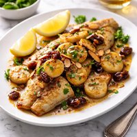 Flounder with Bananas Almonds and Rum