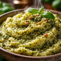 Fluffly Pesto Mash Potatoes