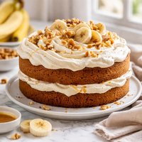Fluffy Banana Cake with Whipped Banana Icing