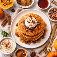 Fluffy Pumpkin Spice Pancakes from Scratch