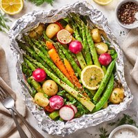 Foil Steamed Spring Veggies