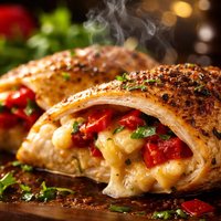Fontina Cheese and Red Sweet Pepper Stuffed Chicken Breasts