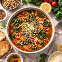 Four Grain Tomato Soup with Greens