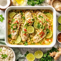 Fragrant Coconut Lime Ginger Fish Bake