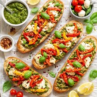 French Bread with Pesto and Peppers