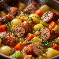 French Gourmet Pork Sausage and Vegetable Stew