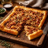 French Onion and Bacon Tart Atk