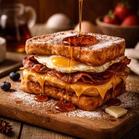 French Toast Breakfast Sandwich with Canadian Maple Syrup