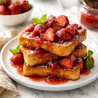 French Toast with Fresh Strawberry Syrup