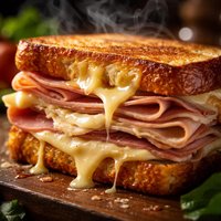 French Toasted Ham Turkey and Cheese Sandwich