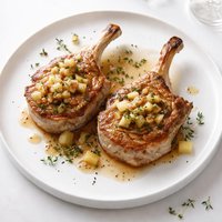 Frenched Pork Chops in Apple