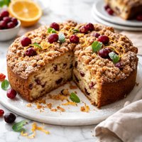 Fresh Apple Coffee Cake with Essence of Orange and Cranberries