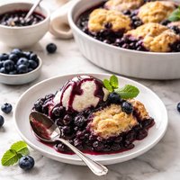 Fresh Blueberry Cobbler with Blueberry Sauce
