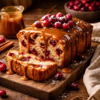Fresh Cranberry Cake with Caramel Sauce