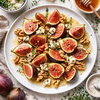 Fresh Figs with Stilton and Walnuts in a Honey Drizzle Dressing