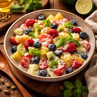 Fresh Fruit in Lime Yogurt Cardamom Dressing