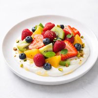 Fresh Fruit Salad with Honey Vanilla Yogurt