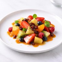 Fresh Fruit Salad with Rum Raisin Sauce