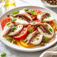 Fresh Mozzarella Tomatoes with Anchovy