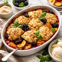 Fresh Peach and Blackberry Cobbler