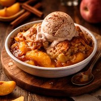 Fresh Peach Cobbler with Cinnamon Ice Cream