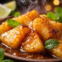 Fresh Pineapple with Rum Sauce