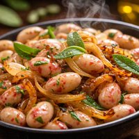 Fresh Shell Beans with Caramelized Onions and Sage