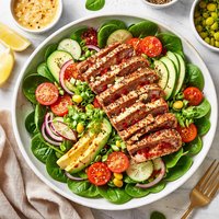 Fresh Spinach Salad with Spicy Tuna