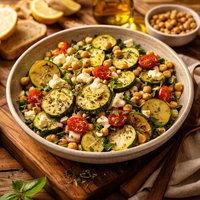 Fresh Summer Zucchini Chickpea and Goat Cheese Salad