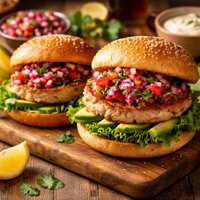 Fresh Tuna Burgers with Red Onion Salsa