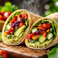 Fresh Vegetable Wraps with Avocado Hummus