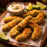 Fried Avocado Slices with Spicy Lime Cream