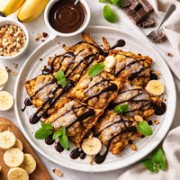 Fried Banana Chocolate Ravioli with Chocolate Rum Sauce