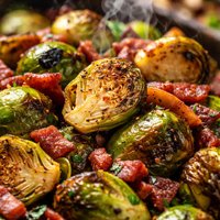 Fried Brussel Sprouts with Bacon