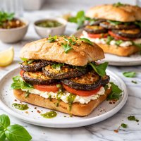 Fried Eggplant Aubergine Sandwiches