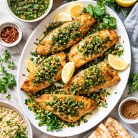 Fried Fish with Moroccan Herb Sauce