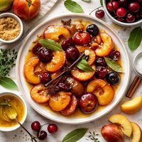 Fried Fruit with Bay Leaf Sauce