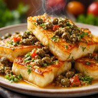 Fried Halloumi Cheese with Caper Vinaigrette