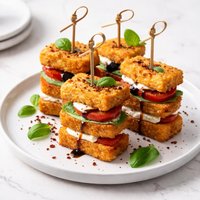 Fried Mozzarella Sandwich Skewers