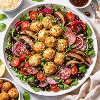 Fried Mozzarella with Salami Portabella Salad 30 Min Meal