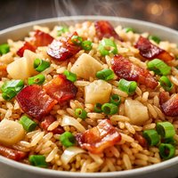 Fried Rice with Bacon Scallions and Water Chestnuts