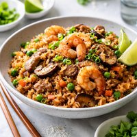 Fried Rice with Shrimp Pork Shiitake Mushrooms