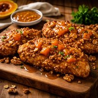 Fried Walnut Chicken with Brandy Papaya Sauce