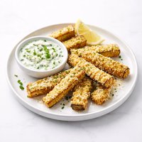 Fried Zucchini with Cucumber Dip