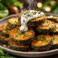 Fried Zucchini with Garlic Yogurt
