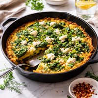 Frittata with Greens Herbs and Goat Cheese
