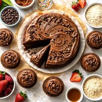 Frosted Chocolate Cake and Cupcakes Gluten Dairy Egg Fre