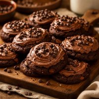 Frosted Double Chocolate Chip Drop Cookies