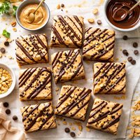 Frosted Peanut Butter Bars with Chocolate Drizzle